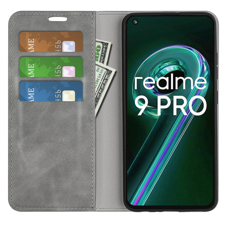 For OPPO Realme 9 Pro Retro-skin Magnetic Suction Leather Phone Case