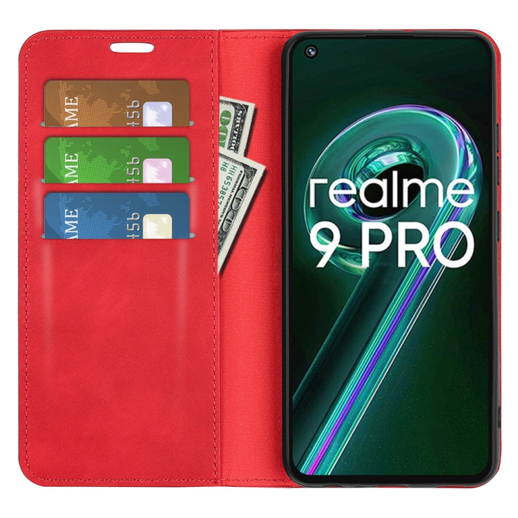 For OPPO Realme 9 Pro Retro-skin Magnetic Suction Leather Phone Case