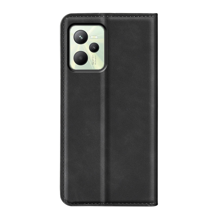 For OPPO Realme C35 Retro-skin Magnetic Suction Leather Phone Case