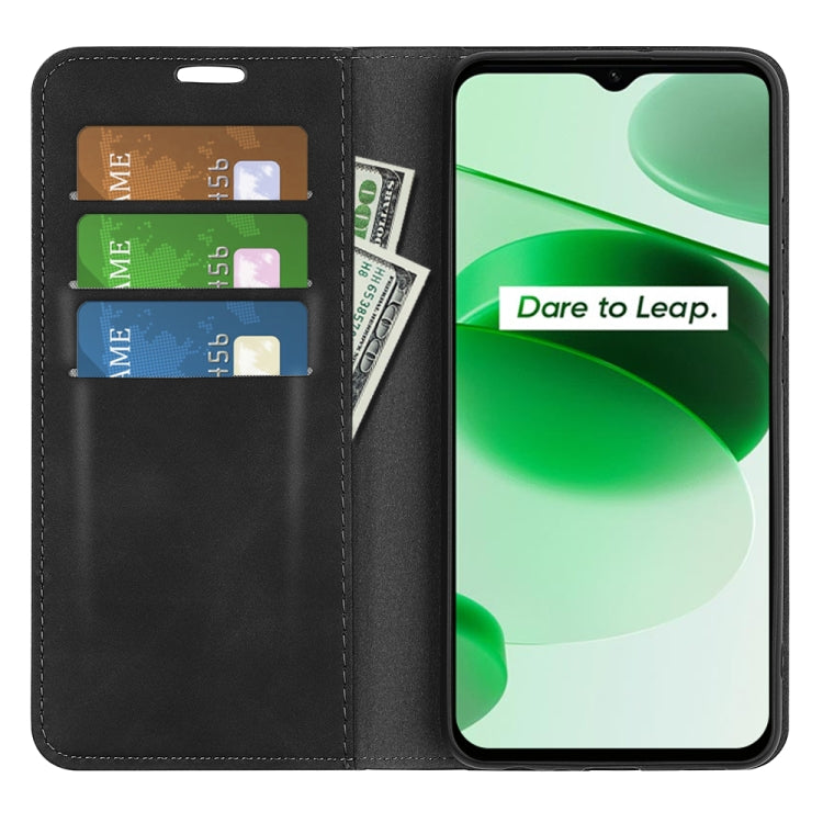 For OPPO Realme C35 Retro-skin Magnetic Suction Leather Phone Case