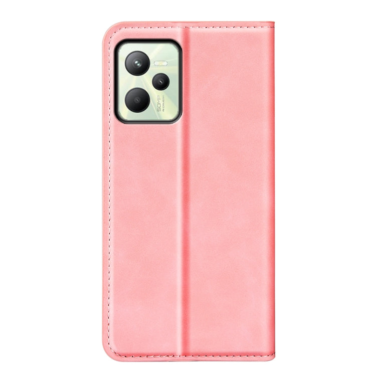 For OPPO Realme C35 Retro-skin Magnetic Suction Leather Phone Case