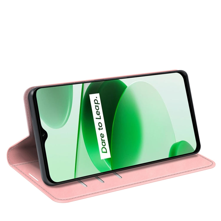 For OPPO Realme C35 Retro-skin Magnetic Suction Leather Phone Case