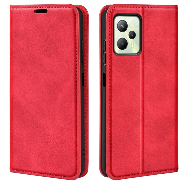 For OPPO Realme C35 Retro-skin Magnetic Suction Leather Phone Case