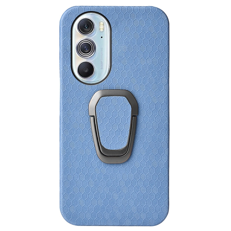 Ring Holder Honeycomb PU Phone Case For Motorola Edge X30