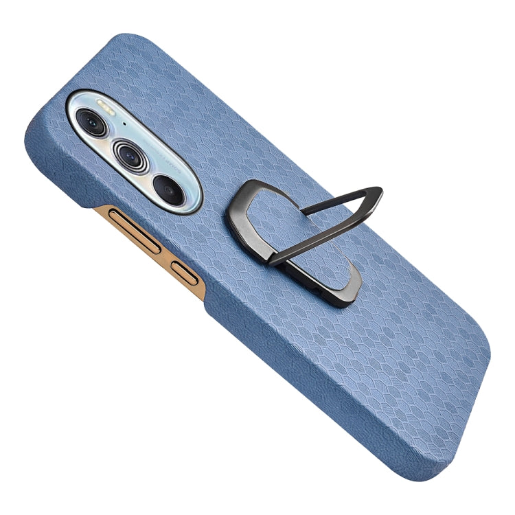 Ring Holder Honeycomb PU Phone Case For Motorola Edge X30