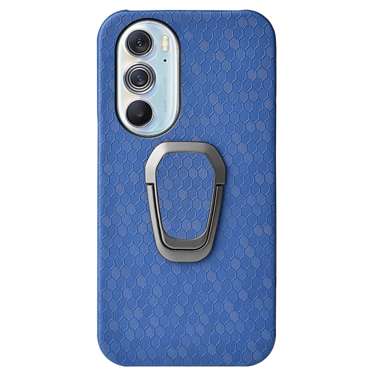 Ring Holder Honeycomb PU Phone Case For Motorola Edge X30