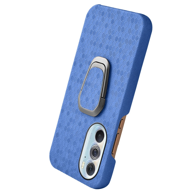 Ring Holder Honeycomb PU Phone Case For Motorola Edge X30