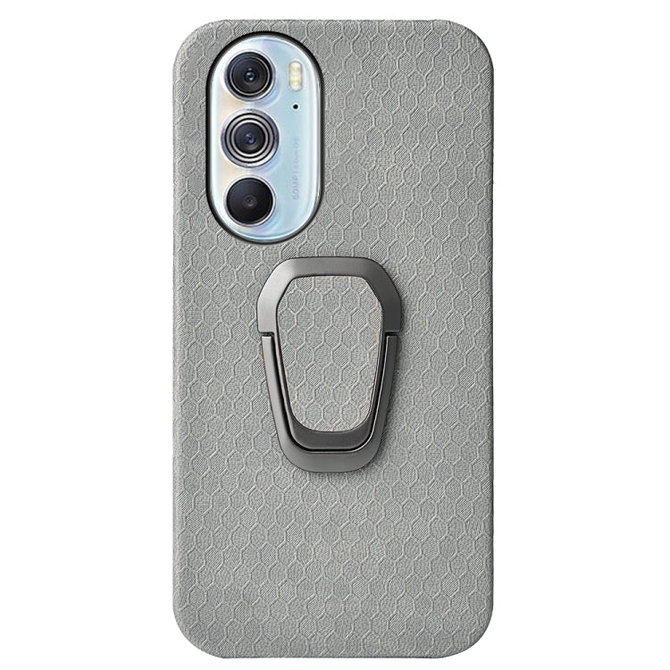 Ring Holder Honeycomb PU Phone Case For Motorola Edge X30