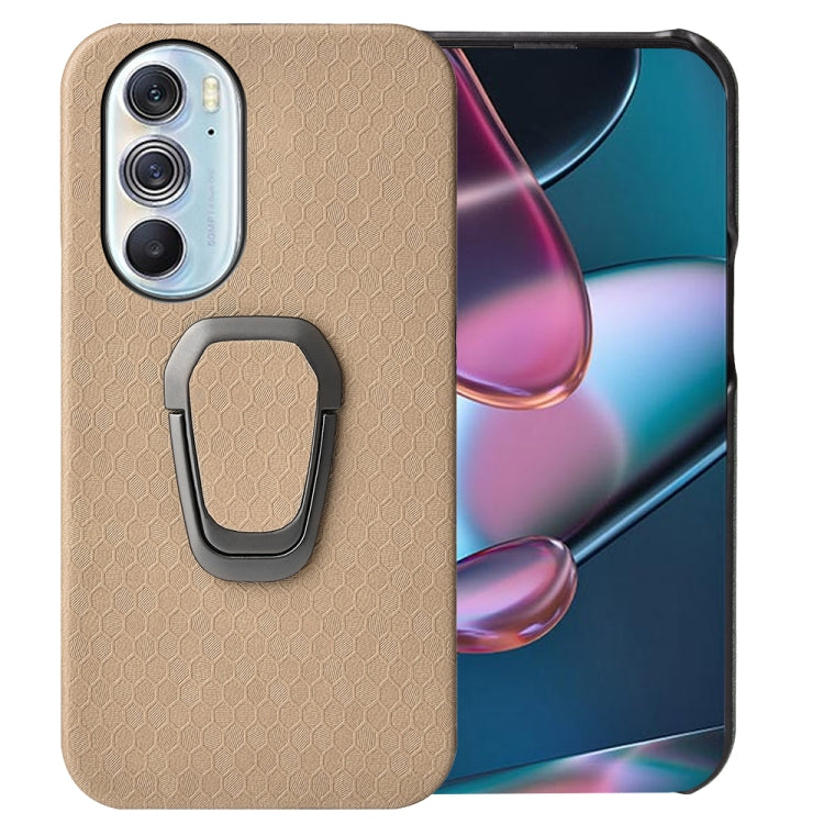 Ring Holder Honeycomb PU Phone Case For Motorola Edge X30