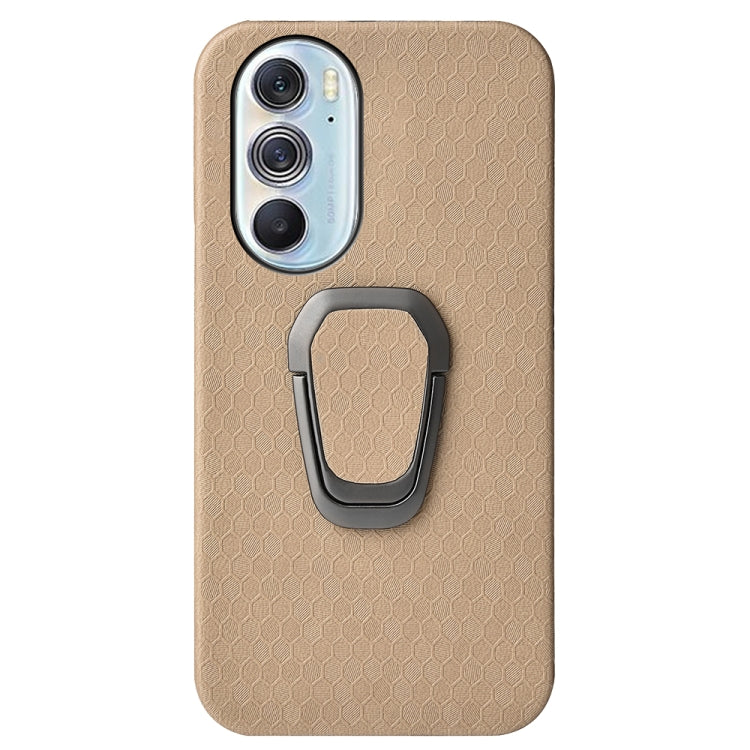 Ring Holder Honeycomb PU Phone Case For Motorola Edge X30