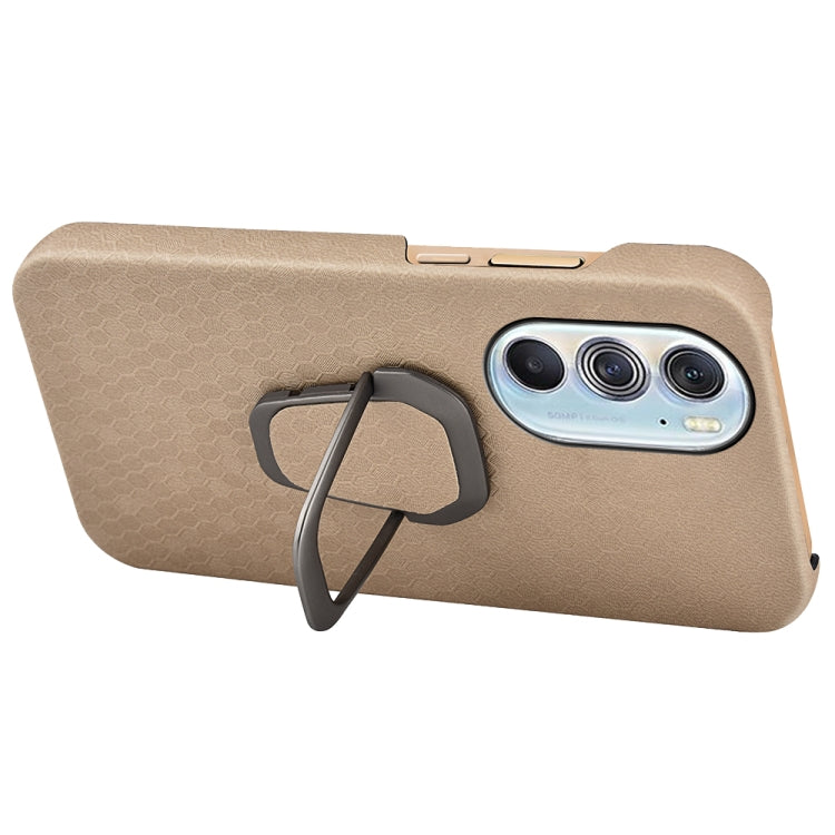 Ring Holder Honeycomb PU Phone Case For Motorola Edge X30