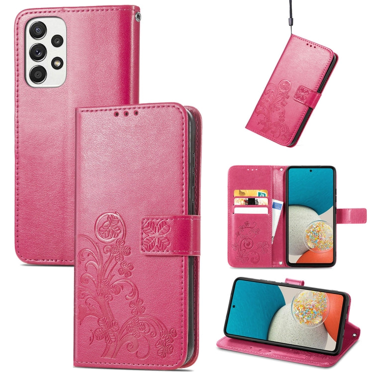 For Samsung Galaxy A73 5G Four-leaf Clasp Embossed Leather Phone Case