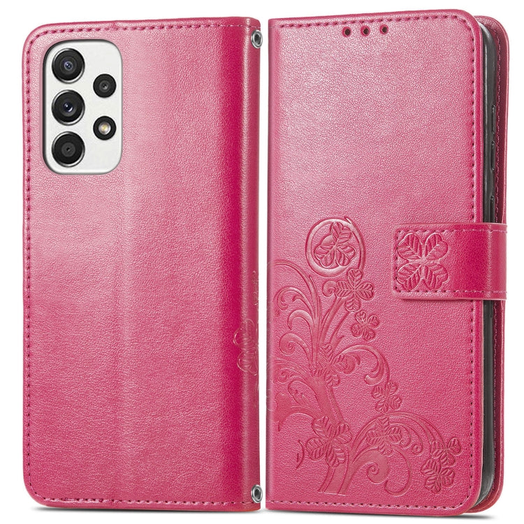 For Samsung Galaxy A73 5G Four-leaf Clasp Embossed Leather Phone Case
