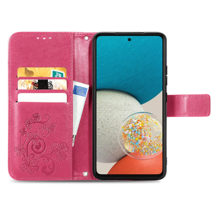 For Samsung Galaxy A73 5G Four-leaf Clasp Embossed Leather Phone Case