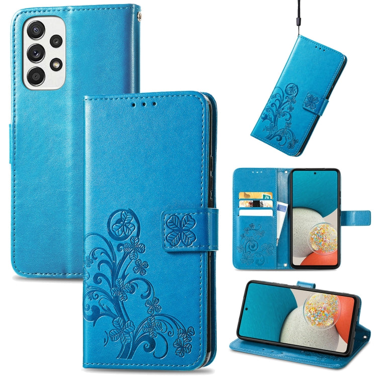 For Samsung Galaxy A73 5G Four-leaf Clasp Embossed Leather Phone Case
