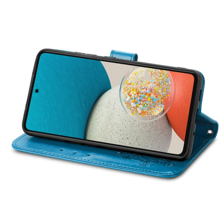 For Samsung Galaxy A73 5G Four-leaf Clasp Embossed Leather Phone Case