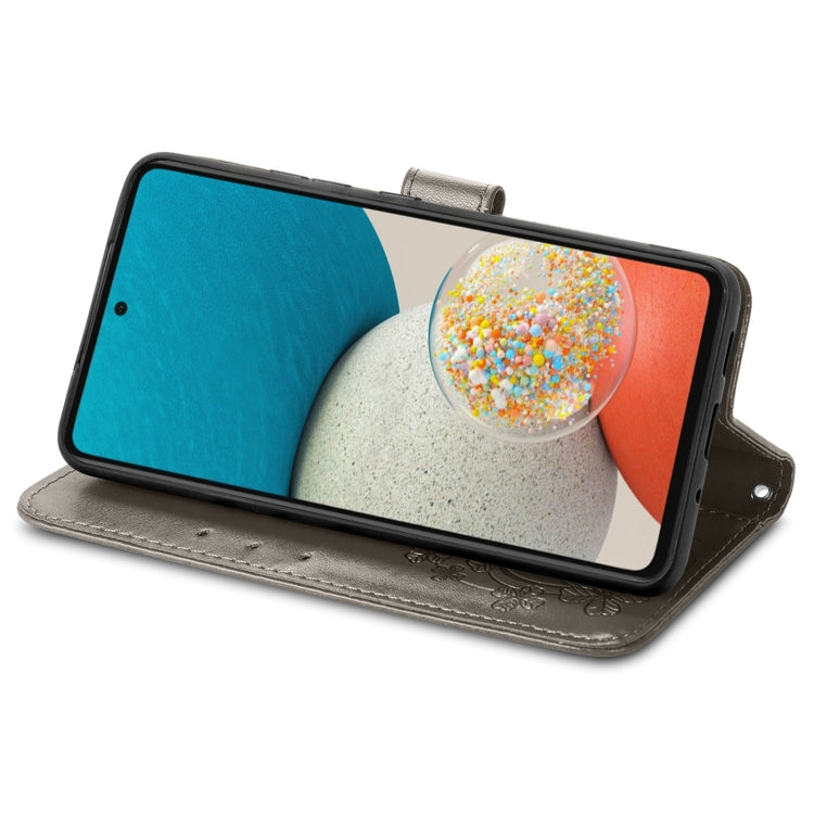 For Samsung Galaxy A73 5G Four-leaf Clasp Embossed Leather Phone Case