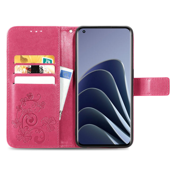 For OnePlus 10 Pro Four-leaf Clasp Embossed Leather Phone Case