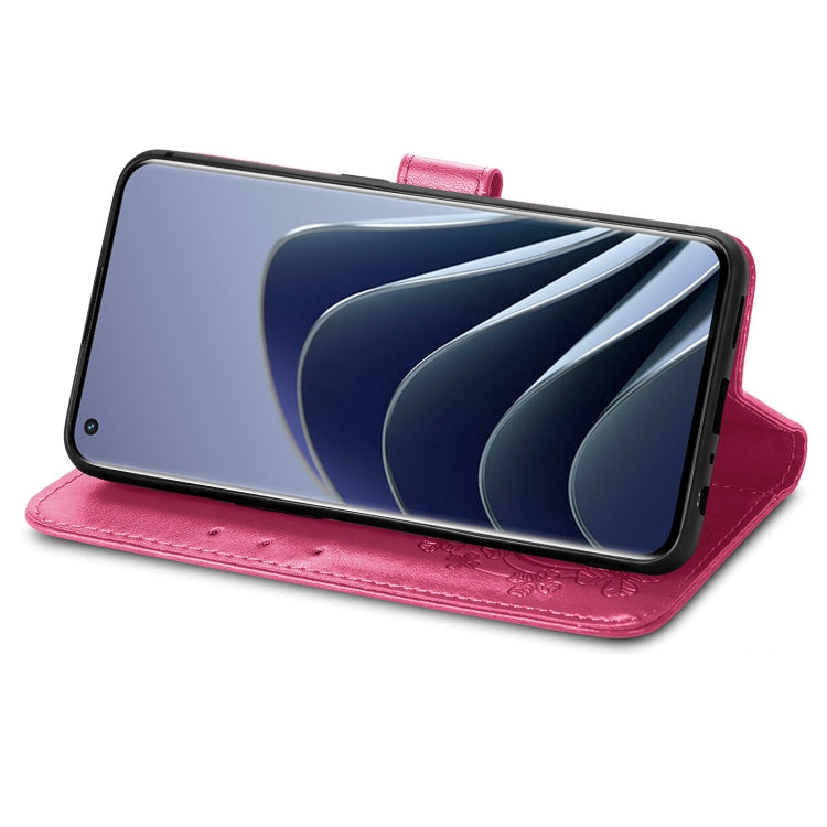 For OnePlus 10 Pro Four-leaf Clasp Embossed Leather Phone Case