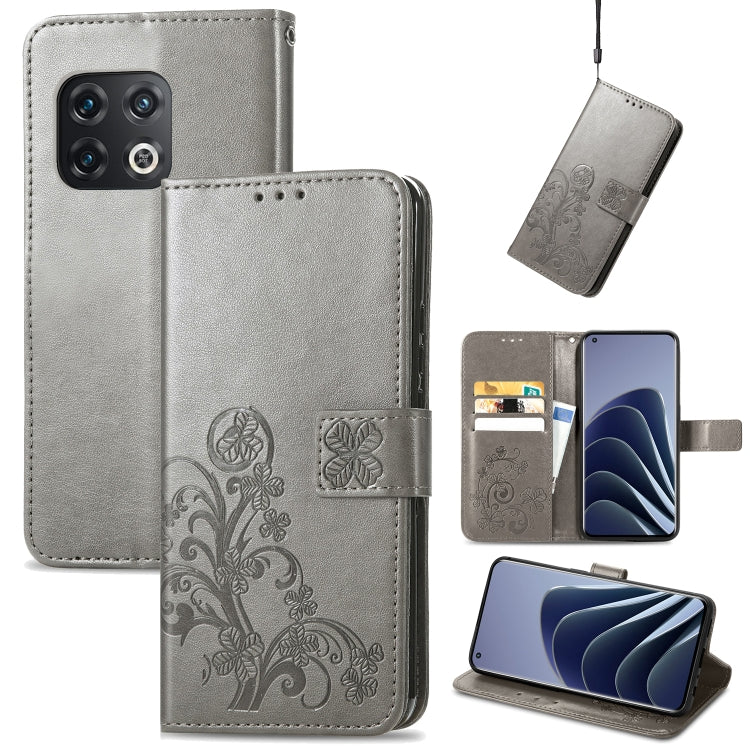 For OnePlus 10 Pro Four-leaf Clasp Embossed Leather Phone Case