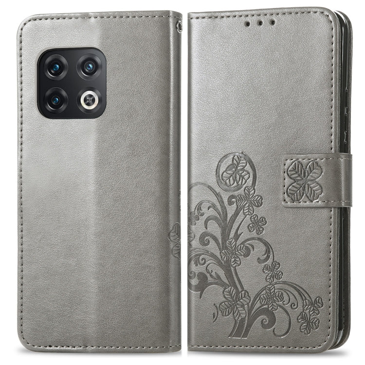 For OnePlus 10 Pro Four-leaf Clasp Embossed Leather Phone Case