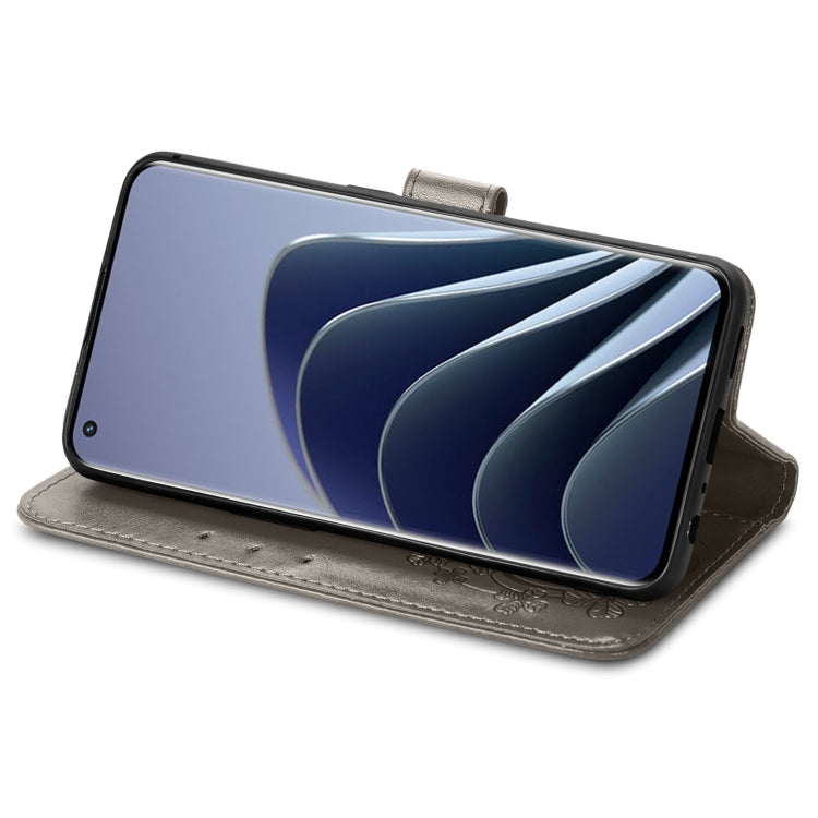 For OnePlus 10 Pro Four-leaf Clasp Embossed Leather Phone Case