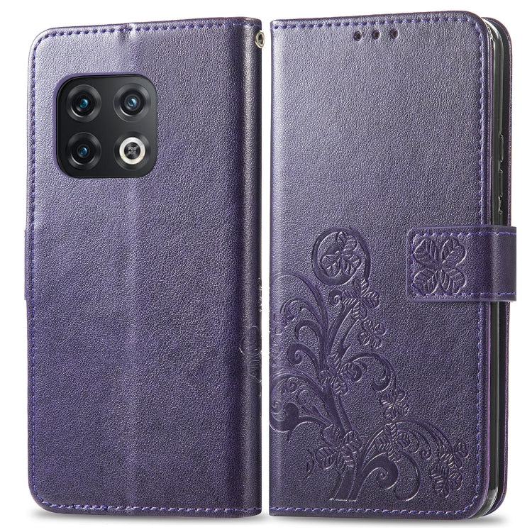 For OnePlus 10 Pro Four-leaf Clasp Embossed Leather Phone Case