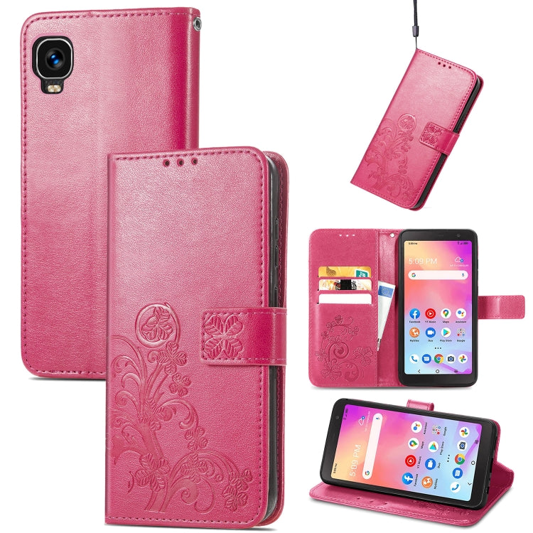 For TCL A509DL / A3 Four-leaf Clasp Embossed Leather Phone Case