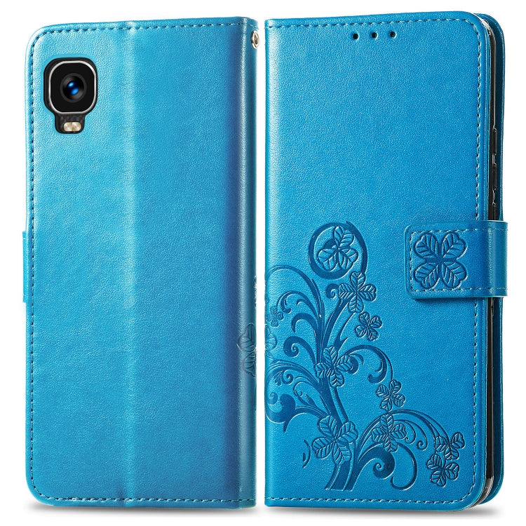 For TCL A509DL / A3 Four-leaf Clasp Embossed Leather Phone Case
