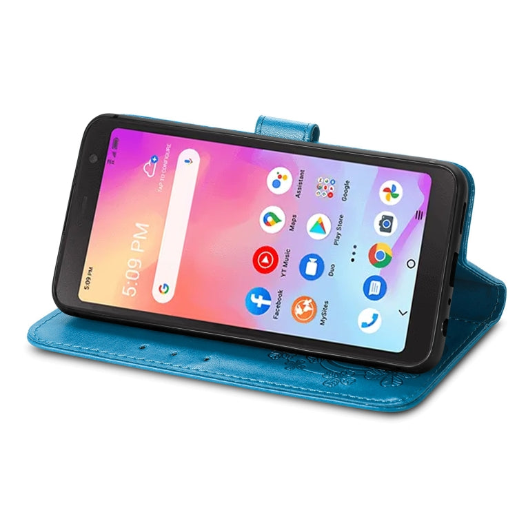 For TCL A509DL / A3 Four-leaf Clasp Embossed Leather Phone Case