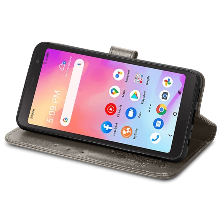 For TCL A509DL / A3 Four-leaf Clasp Embossed Leather Phone Case