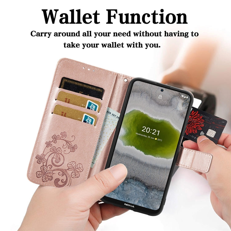 For TCL A509DL / A3 Four-leaf Clasp Embossed Leather Phone Case