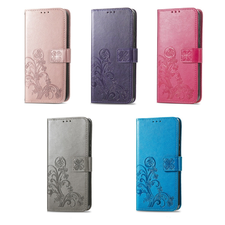 For TCL A509DL / A3 Four-leaf Clasp Embossed Leather Phone Case