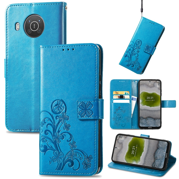 For Nokia X10 Four-leaf Clasp Embossed Leather Phone Case