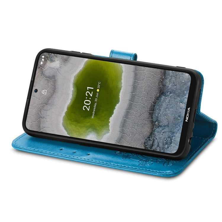 For Nokia X10 Four-leaf Clasp Embossed Leather Phone Case