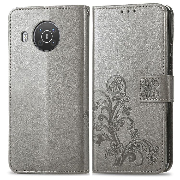 For Nokia X10 Four-leaf Clasp Embossed Leather Phone Case