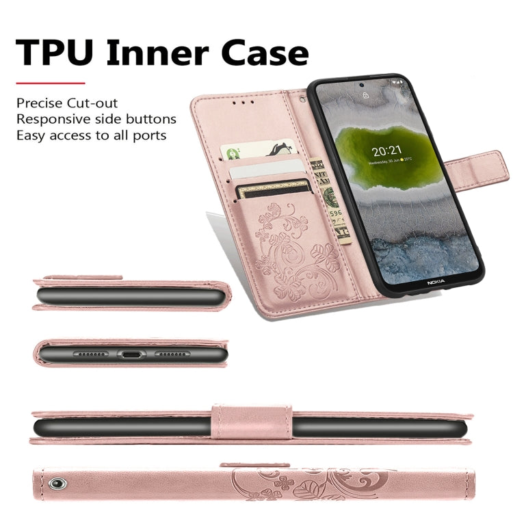 For Nokia X10 Four-leaf Clasp Embossed Leather Phone Case