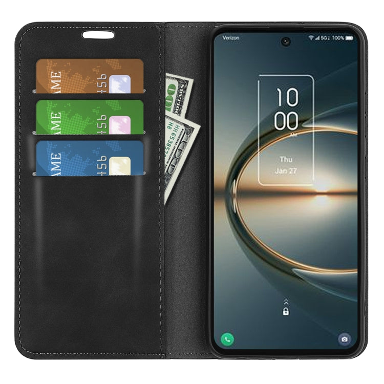 For TCL 30 V 5G Retro-skin  Magnetic Suction Leather Phone Case