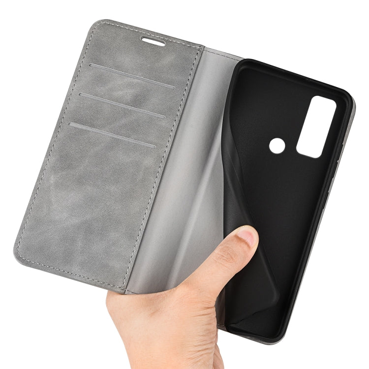 For TCL 30 V 5G Retro-skin  Magnetic Suction Leather Phone Case