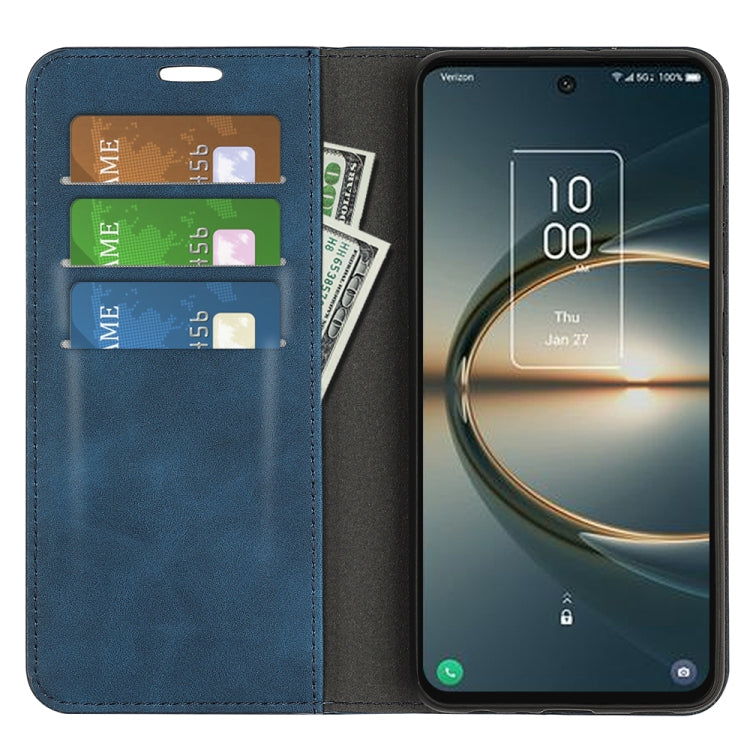 For TCL 30 V 5G Retro-skin  Magnetic Suction Leather Phone Case