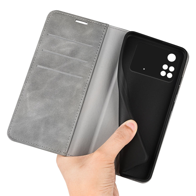 For Xiaomi Poco M4 Pro 4G Retro-skin Magnetic Suction Leather Phone Case