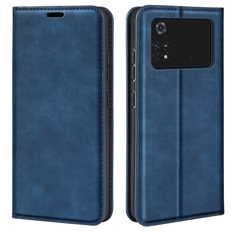 For Xiaomi Poco M4 Pro 4G Retro-skin Magnetic Suction Leather Phone Case