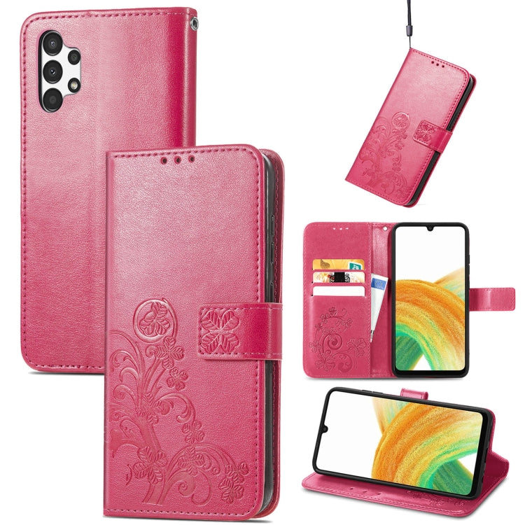 For Samsung Galaxy A13 4G Four-leaf Clasp Embossed Buckle Leather Phone Case