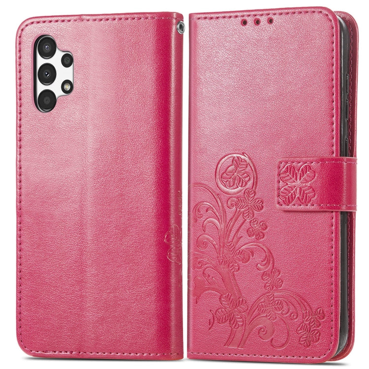 For Samsung Galaxy A13 4G Four-leaf Clasp Embossed Buckle Leather Phone Case