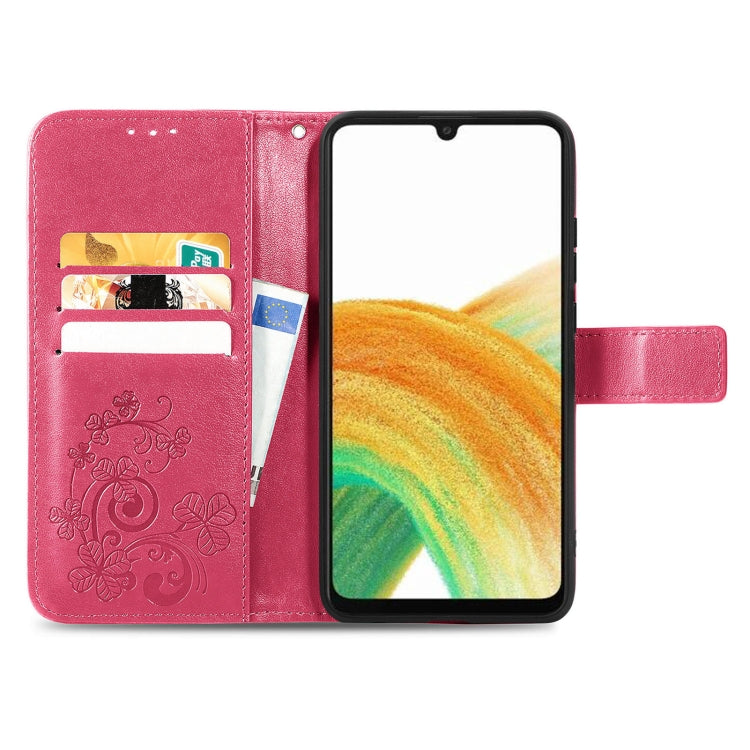 For Samsung Galaxy A13 4G Four-leaf Clasp Embossed Buckle Leather Phone Case