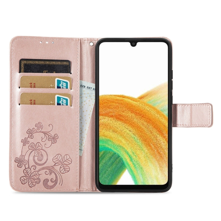 For Samsung Galaxy A13 4G Four-leaf Clasp Embossed Buckle Leather Phone Case