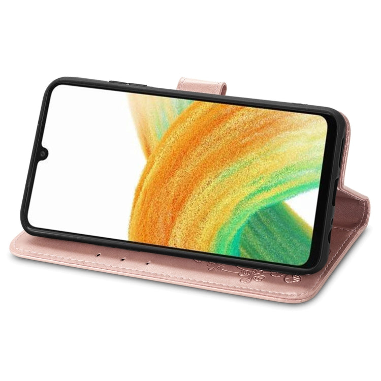 For Samsung Galaxy A13 4G Four-leaf Clasp Embossed Buckle Leather Phone Case