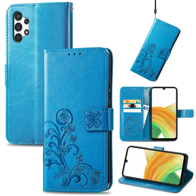 For Samsung Galaxy A13 4G Four-leaf Clasp Embossed Buckle Leather Phone Case