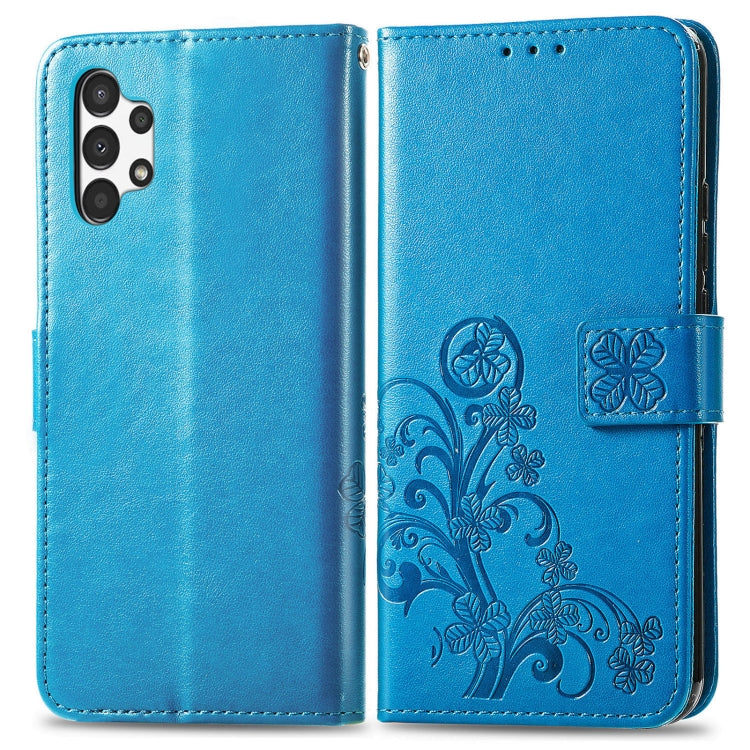 For Samsung Galaxy A13 4G Four-leaf Clasp Embossed Buckle Leather Phone Case