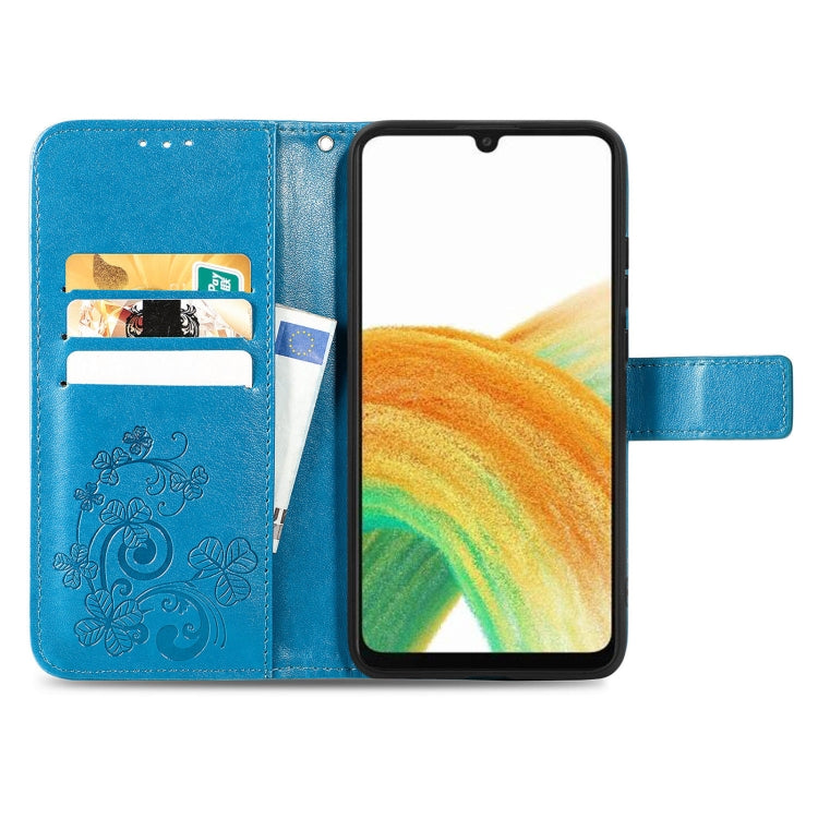 For Samsung Galaxy A13 4G Four-leaf Clasp Embossed Buckle Leather Phone Case